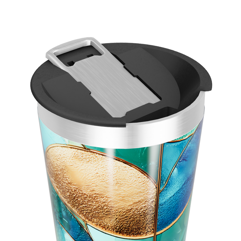 Copo Térmico - Vidro Azul e Dourado