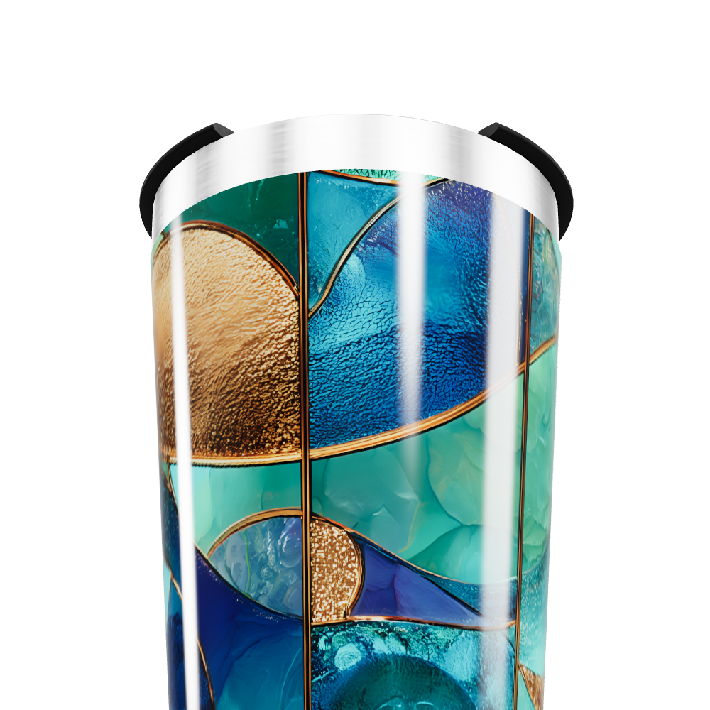 Copo Térmico - Vidro Azul e Dourado