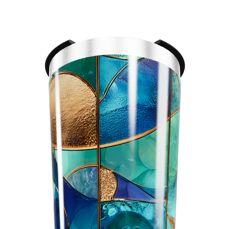 Copo Térmico - Vidro Azul e Dourado