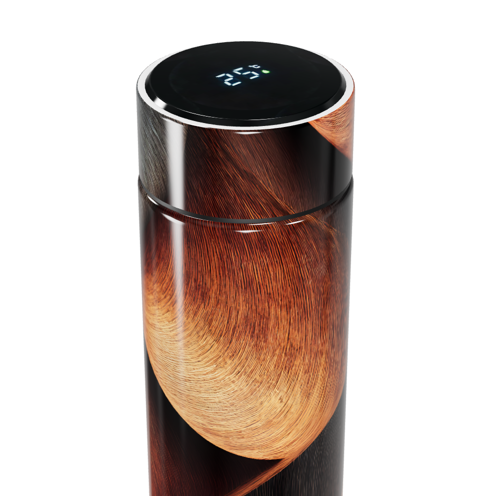 Garrafa Térmica Touch Madeira Digital Preta