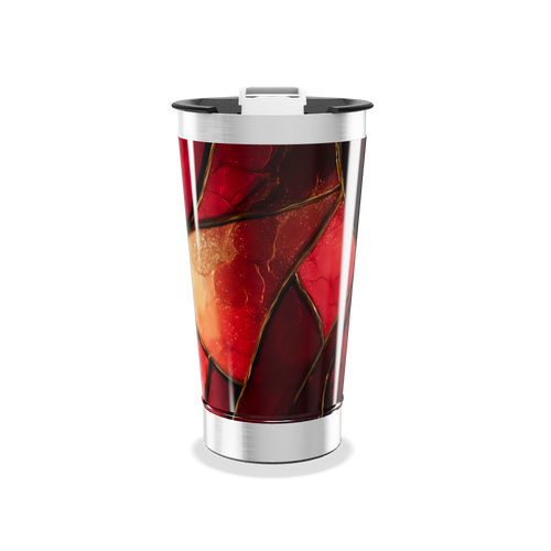 Copo Térmico - Estampa Abstrata Vermelha