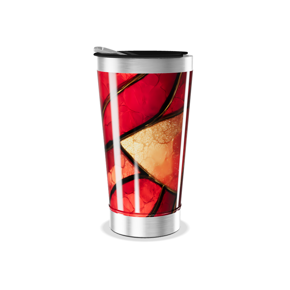 Copo Térmico - Estampa Abstrata Vermelha