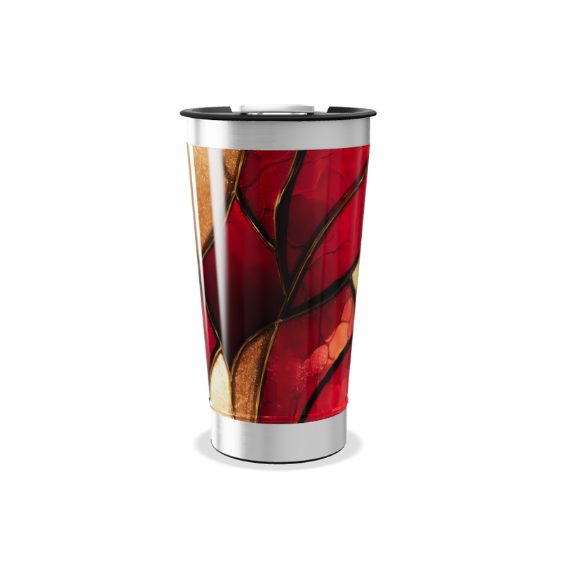 Copo Térmico - Estampa Abstrata Vermelha