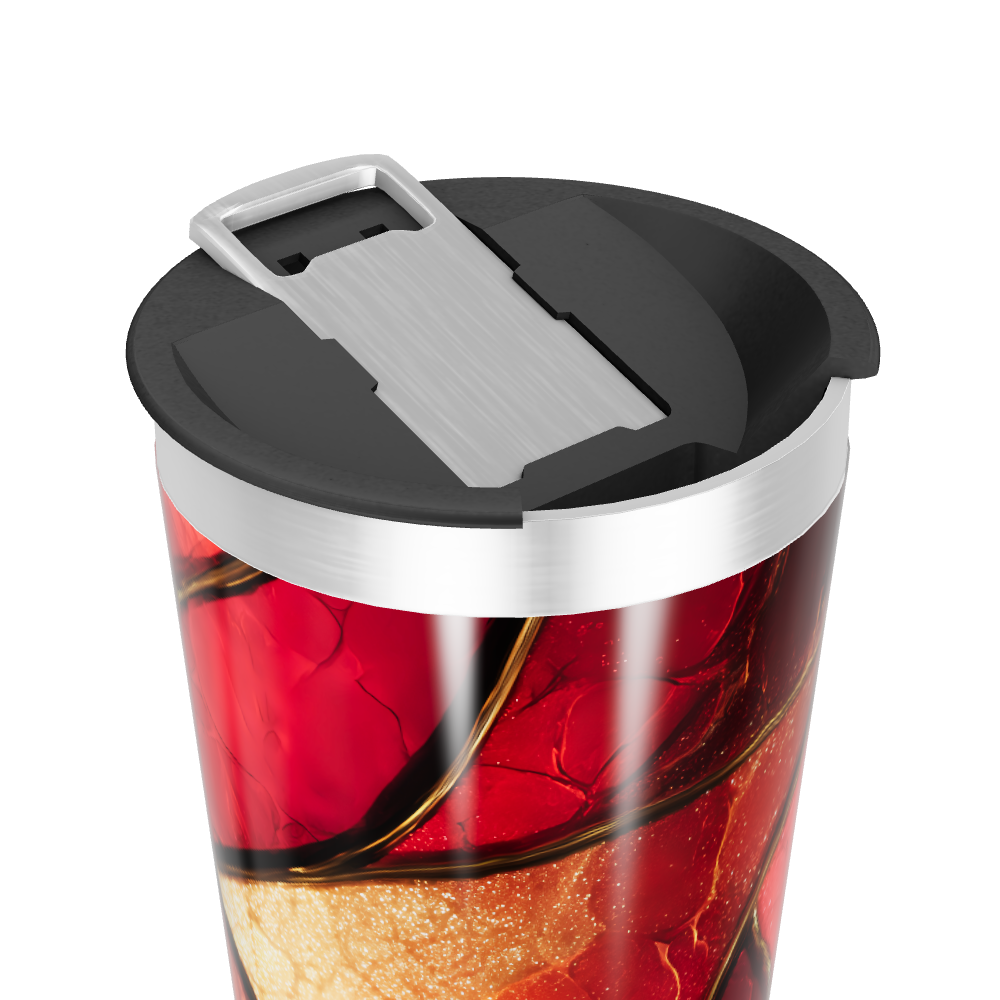 Copo Térmico - Estampa Abstrata Vermelha