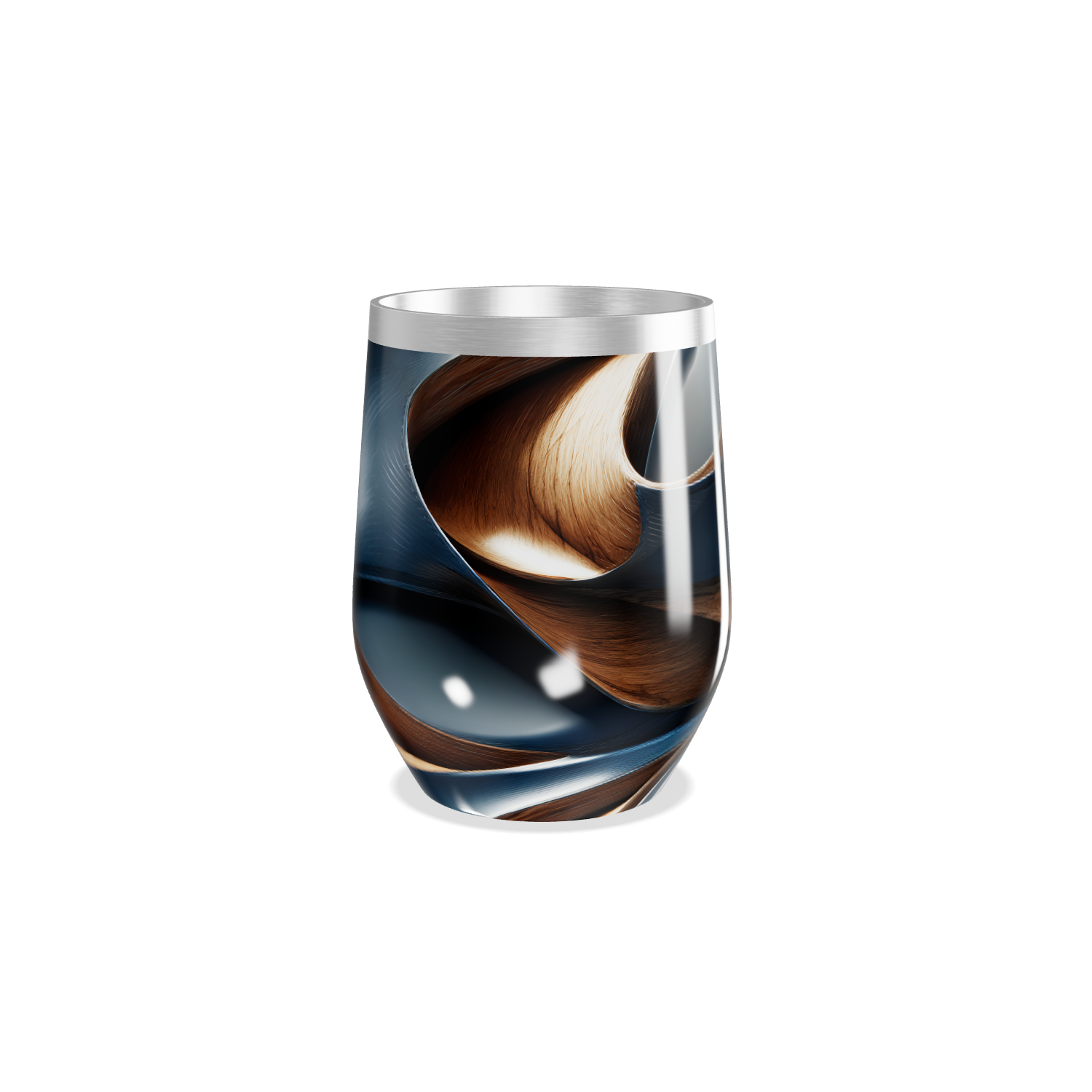 Copo Térmico Slim - Design Azul e Madeira