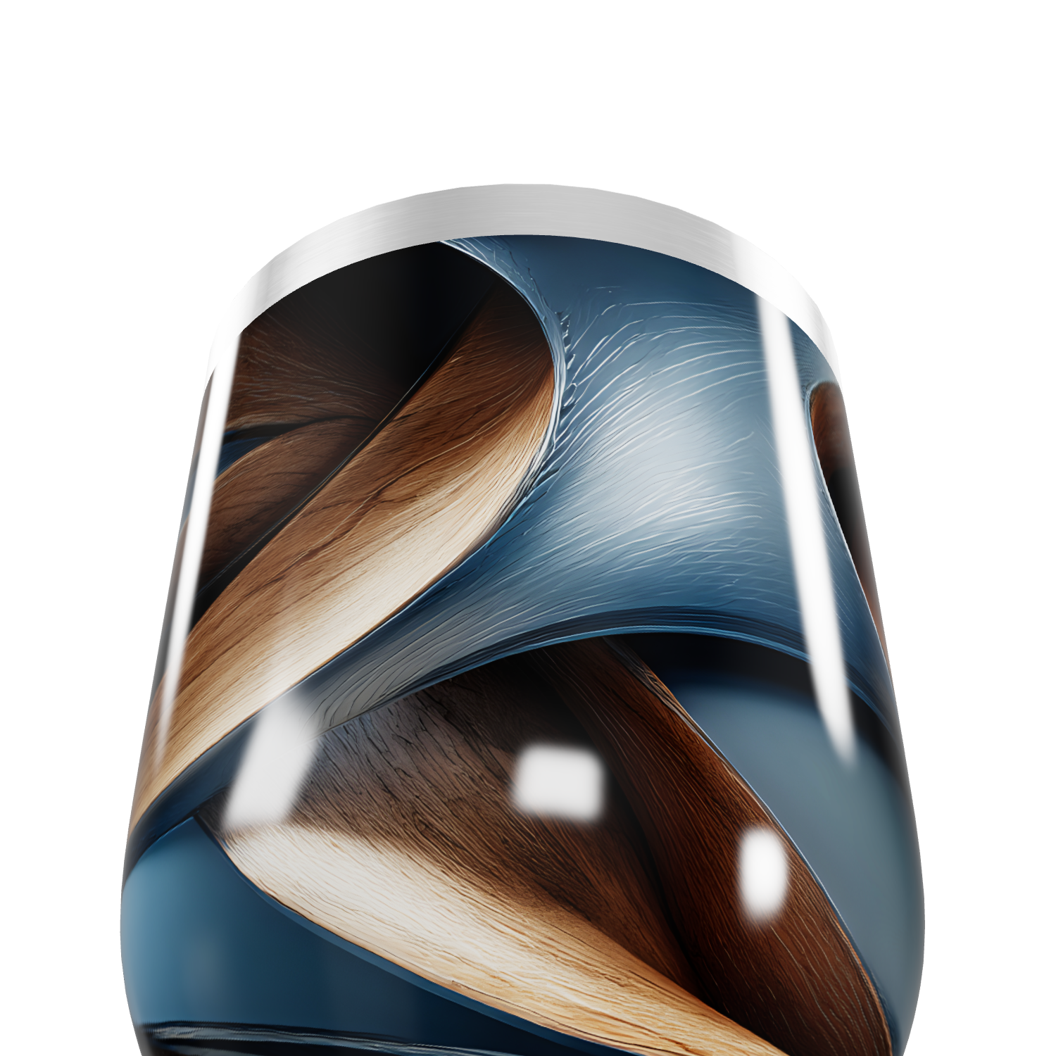 Copo Térmico Slim - Design Azul e Madeira