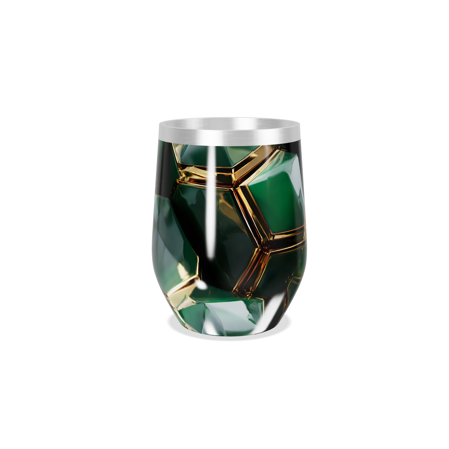 Copo Térmico Slim - Verde com Detalhes Dourados