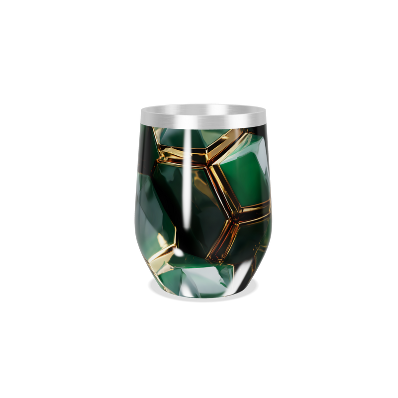 Copo Térmico Slim - Verde com Detalhes Dourados