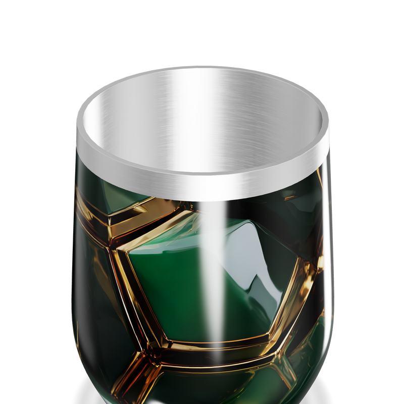 Copo Térmico Slim - Verde com Detalhes Dourados