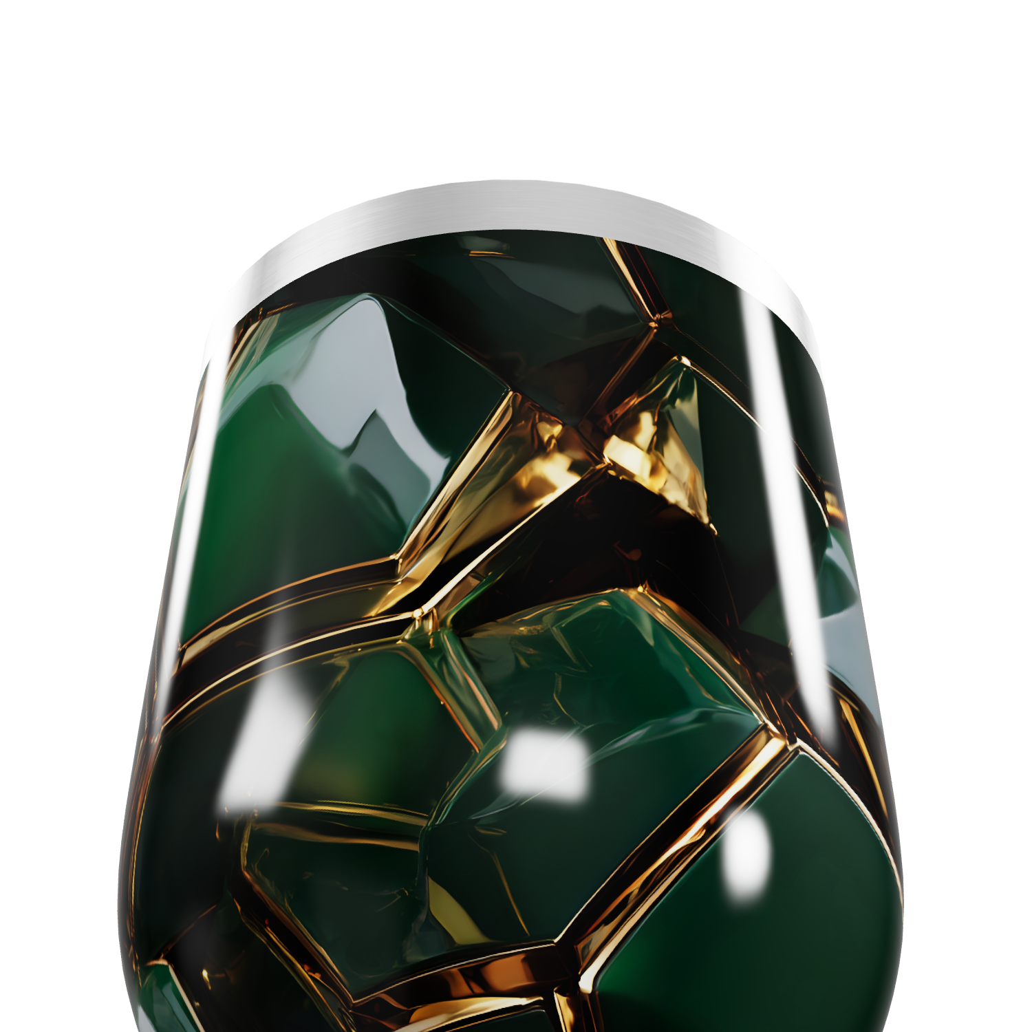 Copo Térmico Slim - Verde com Detalhes Dourados