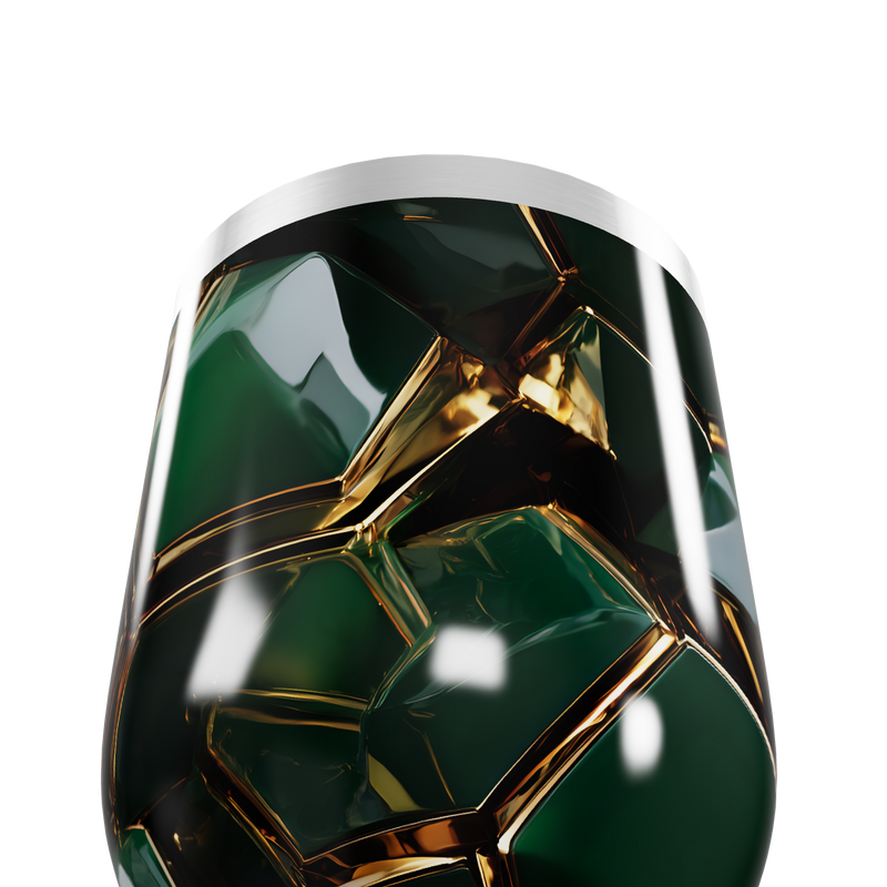 Copo Térmico Slim - Verde com Detalhes Dourados