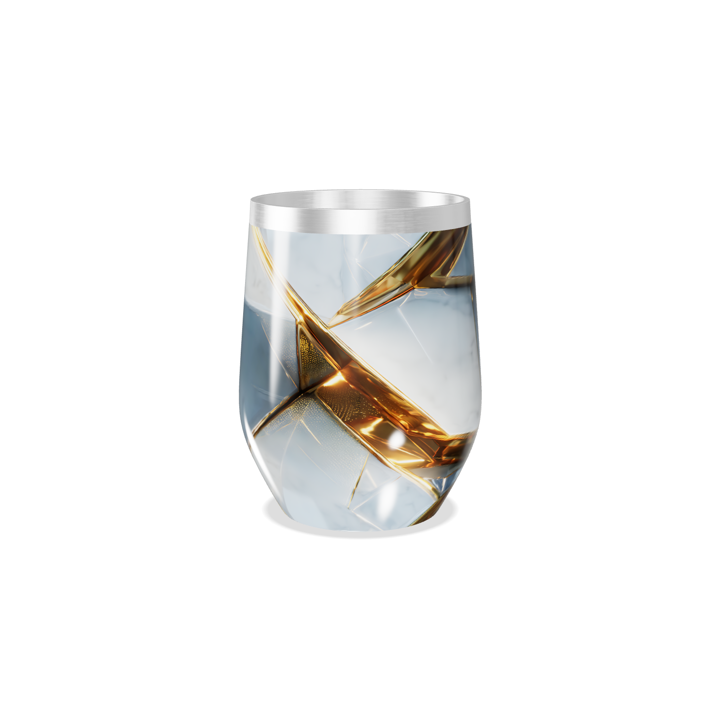 Copo Térmico Slim - Design Azul e Dourado