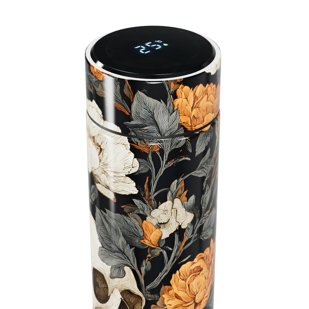 Garrafa Térmica Touch - Floral Preto Laranja