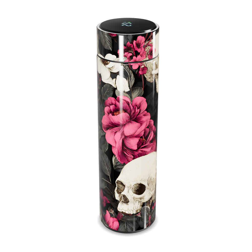 Garrafa Térmica Touch - Floral Caveira Preta