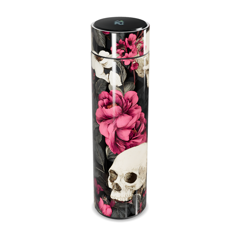 Garrafa Térmica Touch - Floral Caveira Preta
