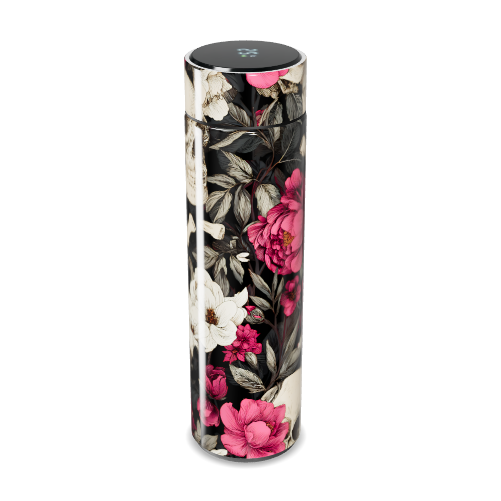 Garrafa Térmica Touch - Floral Caveira Preta