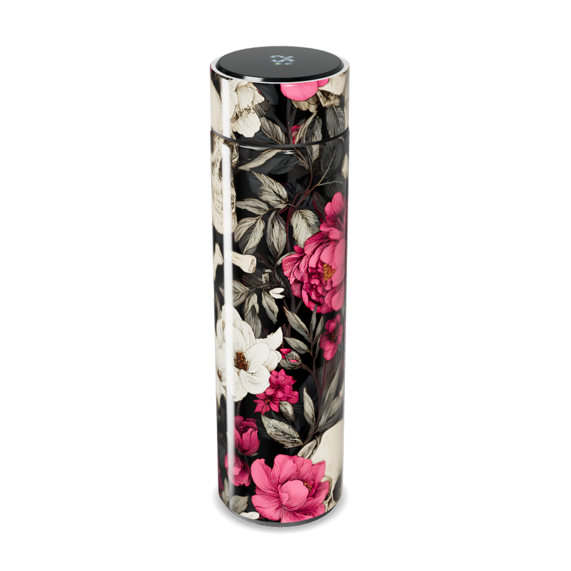 Garrafa Térmica Touch - Floral Caveira Preta