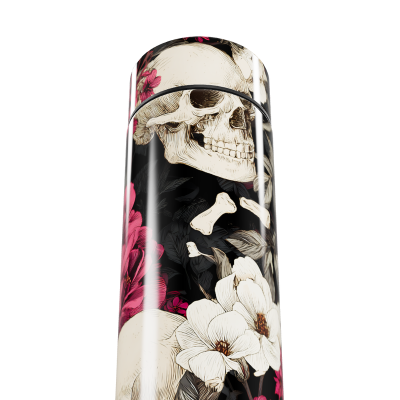Garrafa Térmica Touch - Floral Caveira Preta