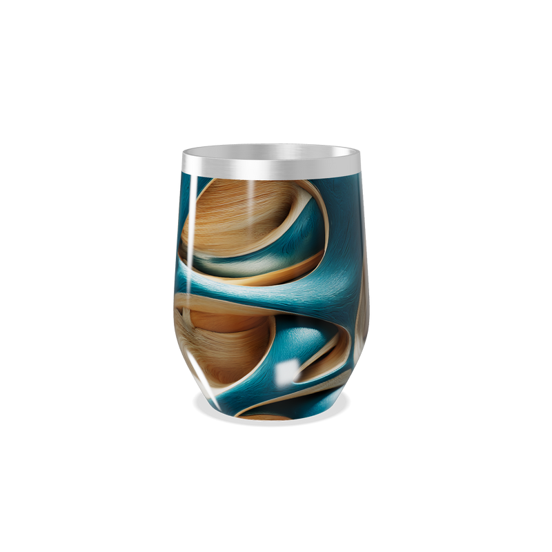 Copo Térmico Slim - Azul e Marrom Abstrato