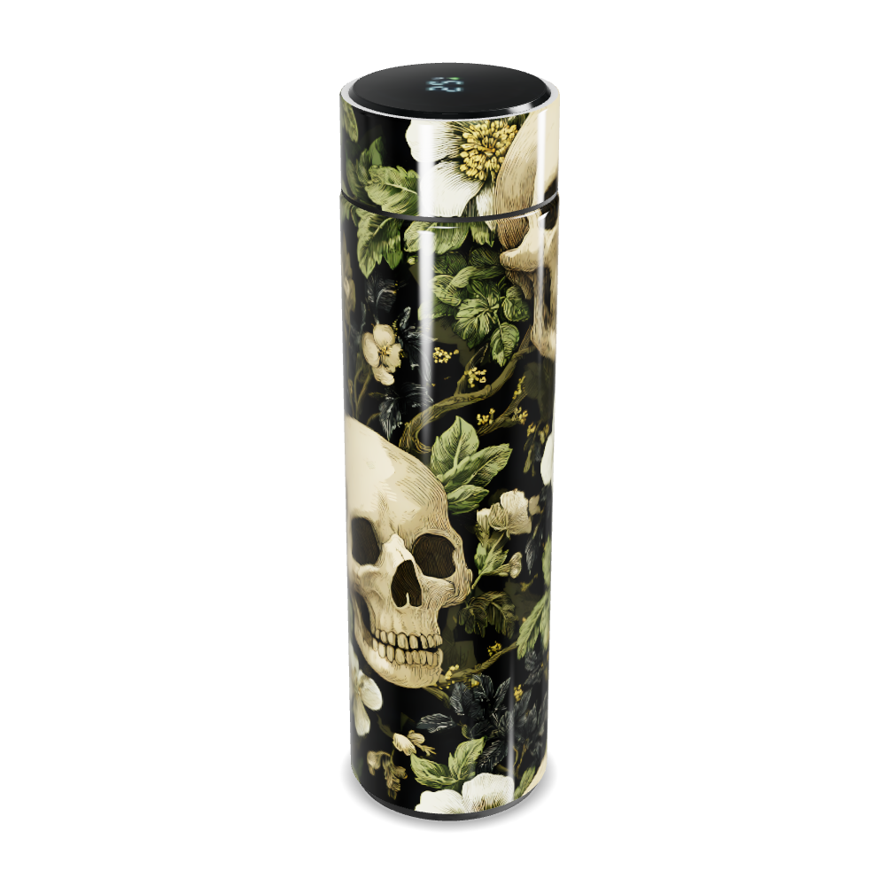Garrafa Térmica Touch - Caveira Floral Preta