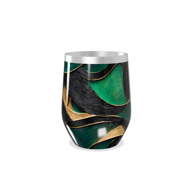 Copo Térmico Slim - Verde e Dourado Abstrato
