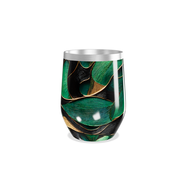 Copo Térmico Slim - Verde e Dourado Abstrato