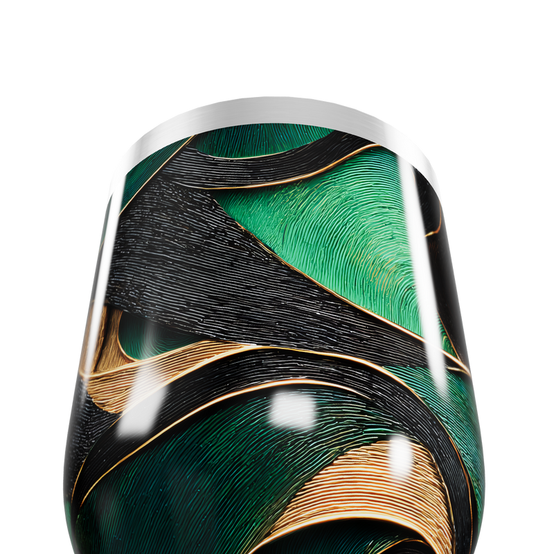 Copo Térmico Slim - Verde e Dourado Abstrato