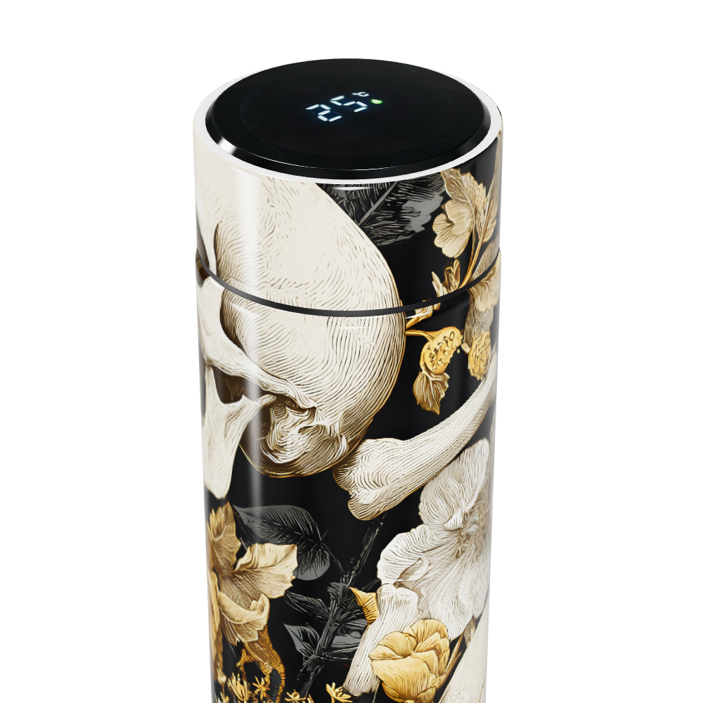 Garrafa Térmica Touch - Floral Preta Digital