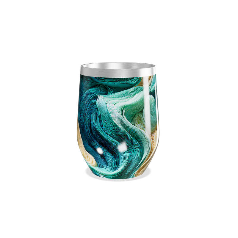 Copo Térmico Slim - Abstrato Azul e Dourado