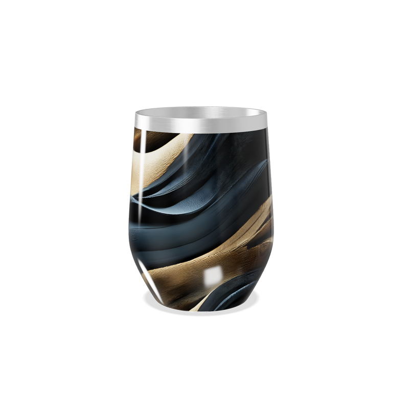 Copo Térmico Slim - Design Abstrato Preto e Dourado