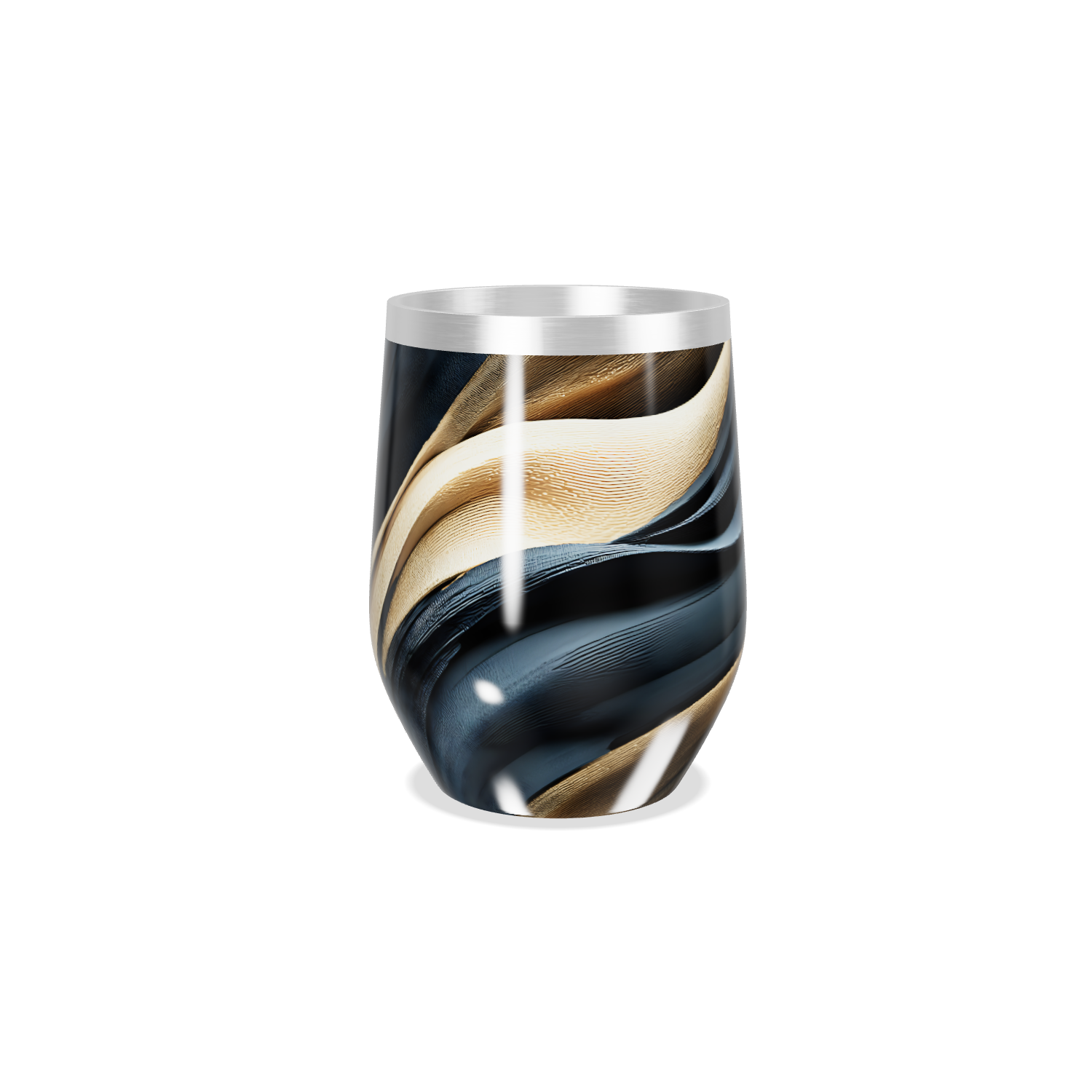 Copo Térmico Slim - Design Abstrato Preto e Dourado