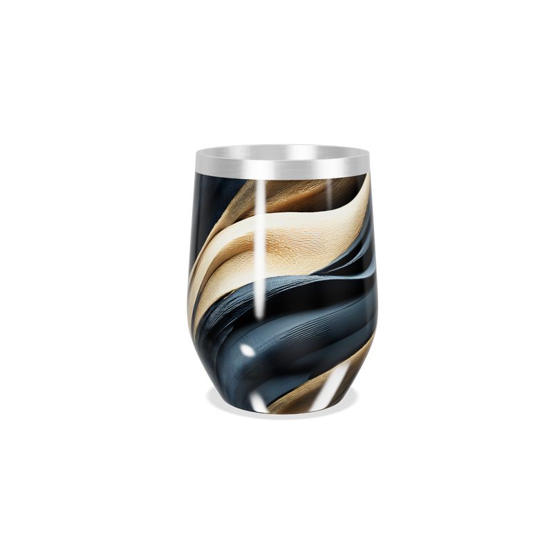 Copo Térmico Slim - Design Abstrato Preto e Dourado