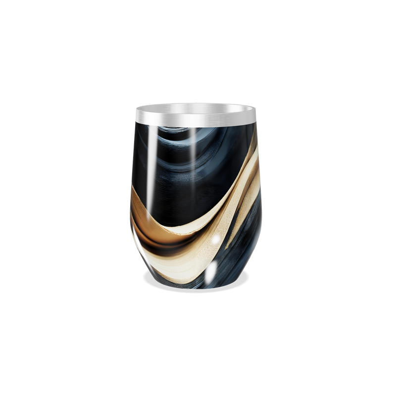 Copo Térmico Slim - Design Abstrato Preto e Dourado