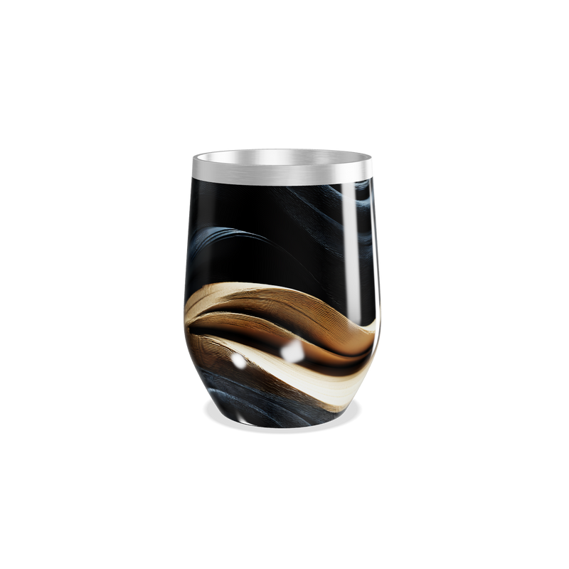 Copo Térmico Slim - Design Abstrato Preto e Dourado