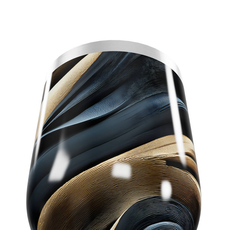 Copo Térmico Slim - Design Abstrato Preto e Dourado