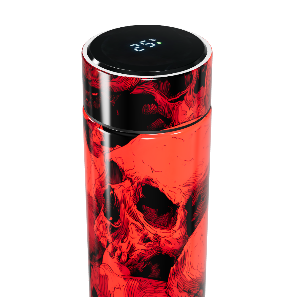 Garrafa Térmica Touch - Vermelha com Caveiras