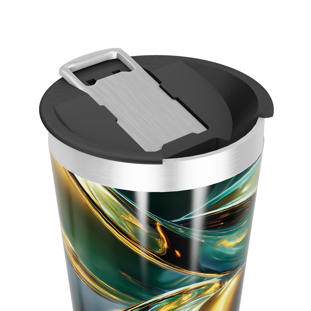 Copo Térmico - Design Abstrato Preto e Dourado