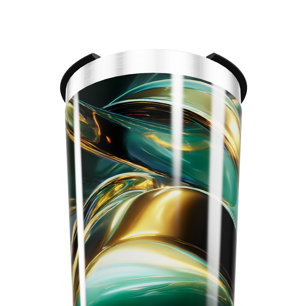 Copo Térmico - Design Abstrato Preto e Dourado