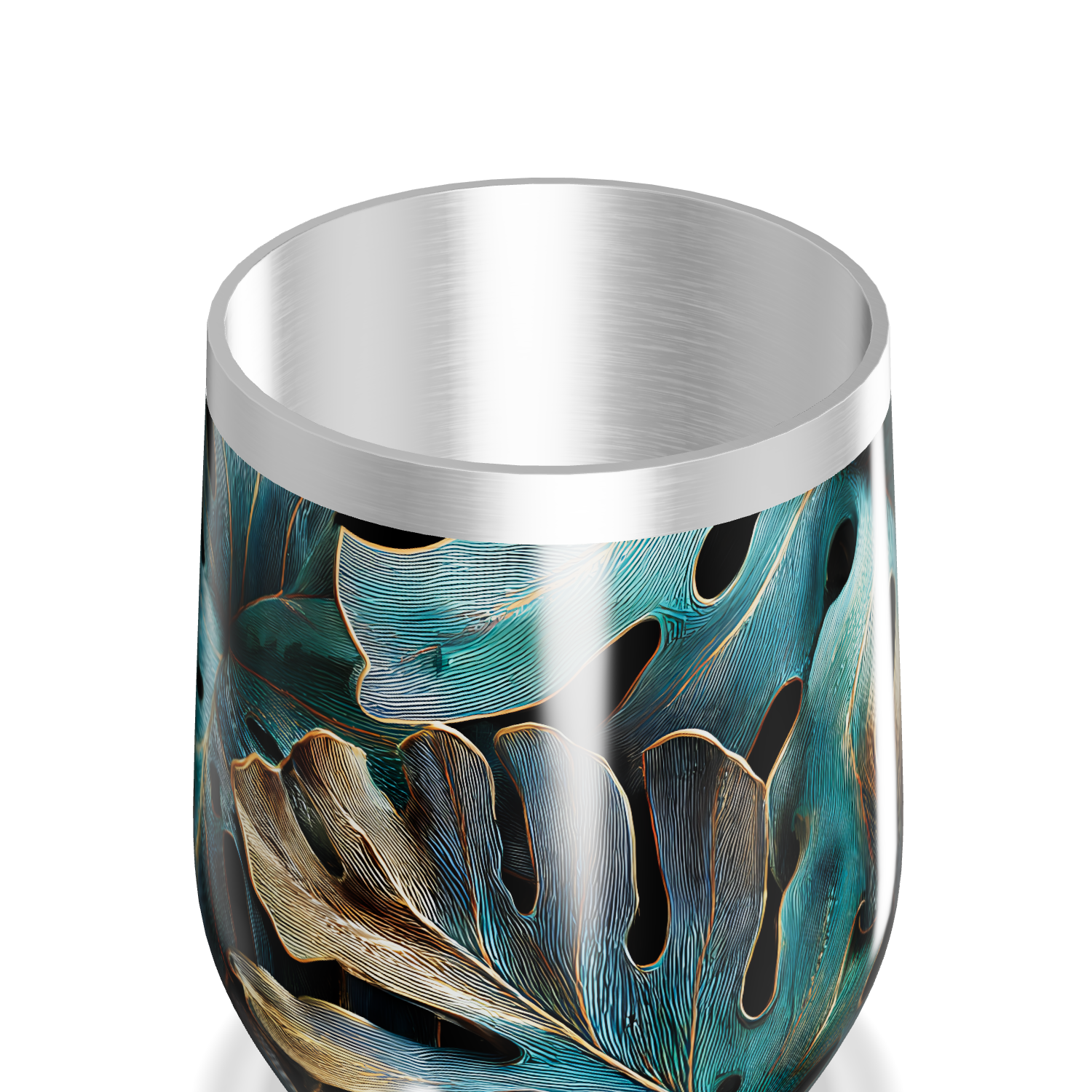 Copo Térmico Slim - Folhagem Azul Metalizado