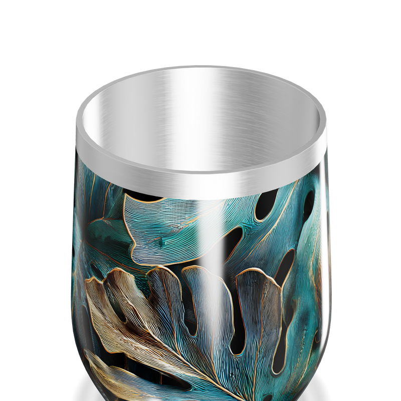 Copo Térmico Slim - Folhagem Azul Metalizado