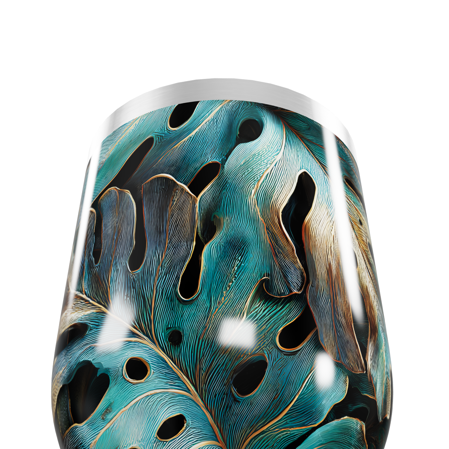 Copo Térmico Slim - Folhagem Azul Metalizado