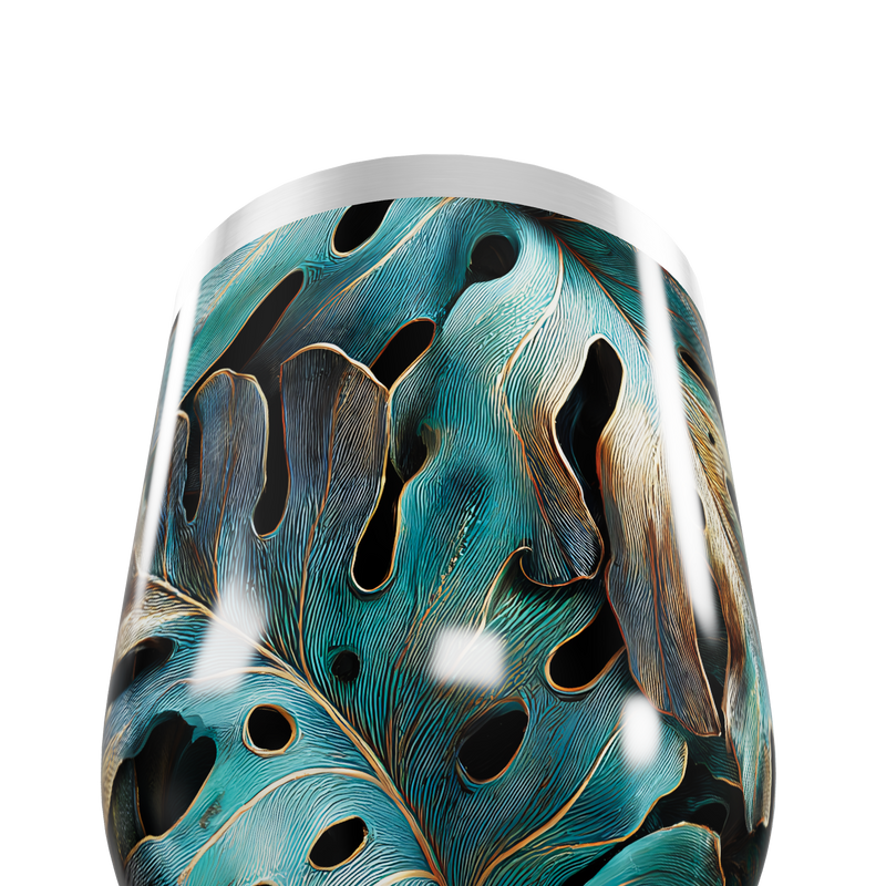 Copo Térmico Slim - Folhagem Azul Metalizado