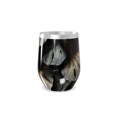 Copo Térmico Slim - Folhagem Preto e Dourado