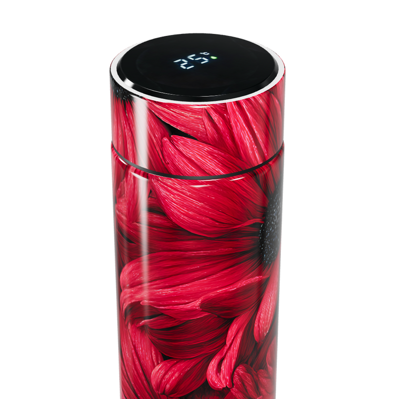 Garrafa Térmica Touch - Floral Vermelha Digital