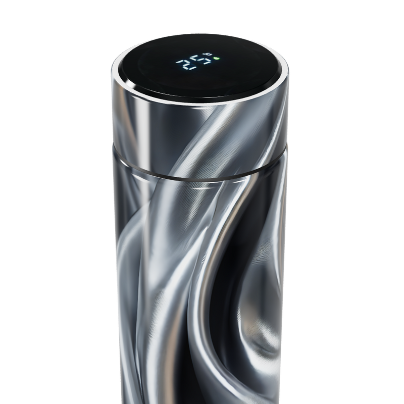 Garrafa Térmica Touch Preto e Prata com Display