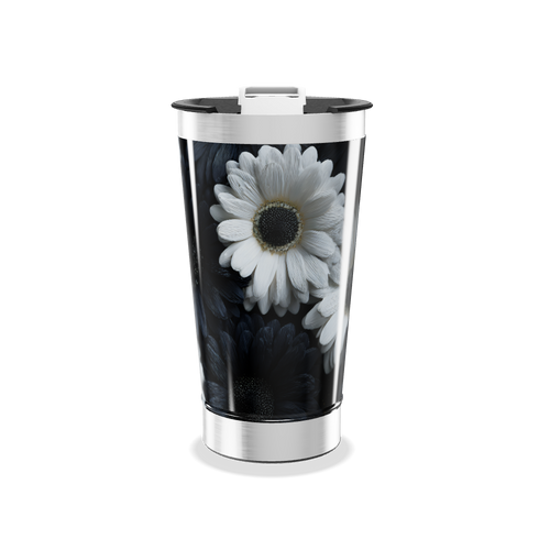 Copo Térmico - Floral Preto e Branco