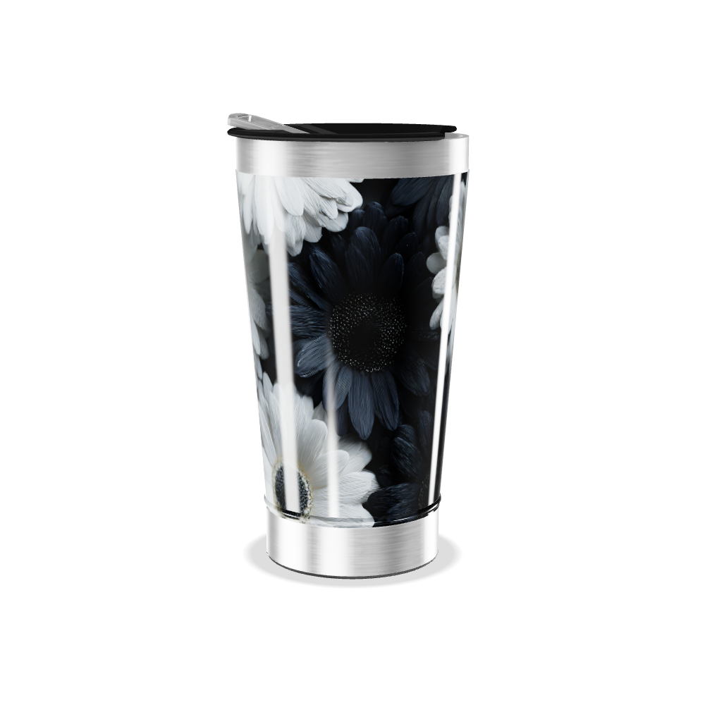 Copo Térmico - Floral Preto e Branco