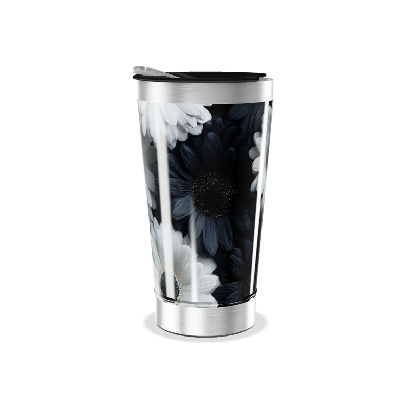 Copo Térmico - Floral Preto e Branco