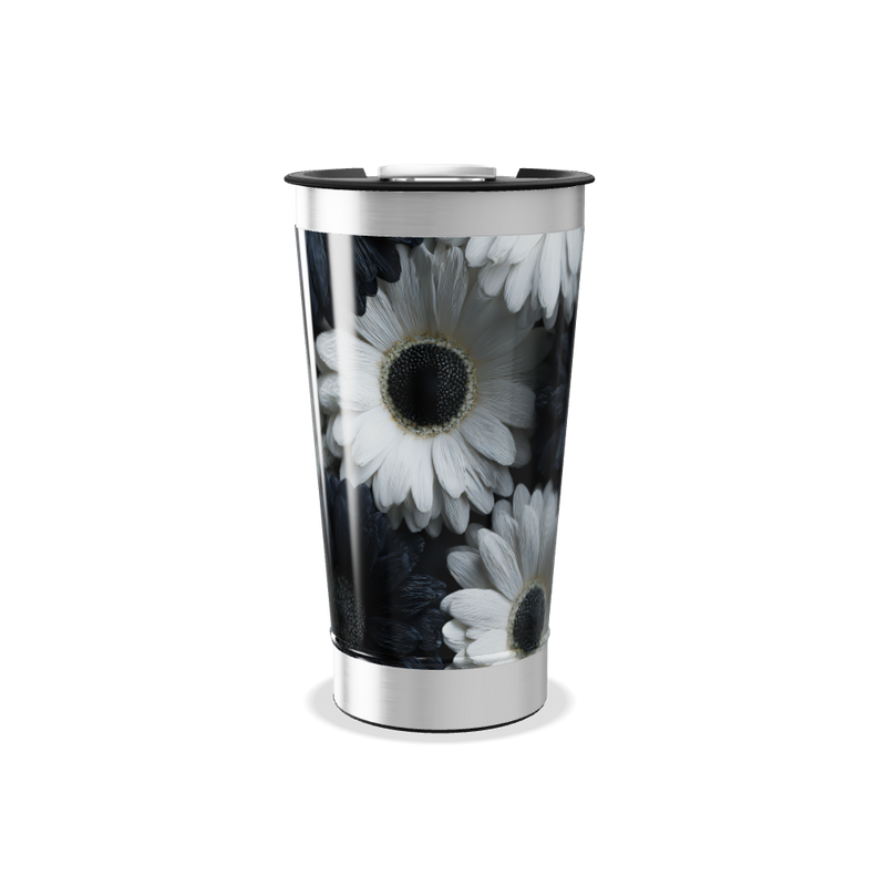 Copo Térmico - Floral Preto e Branco