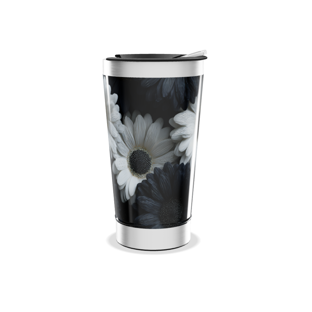 Copo Térmico - Floral Preto e Branco